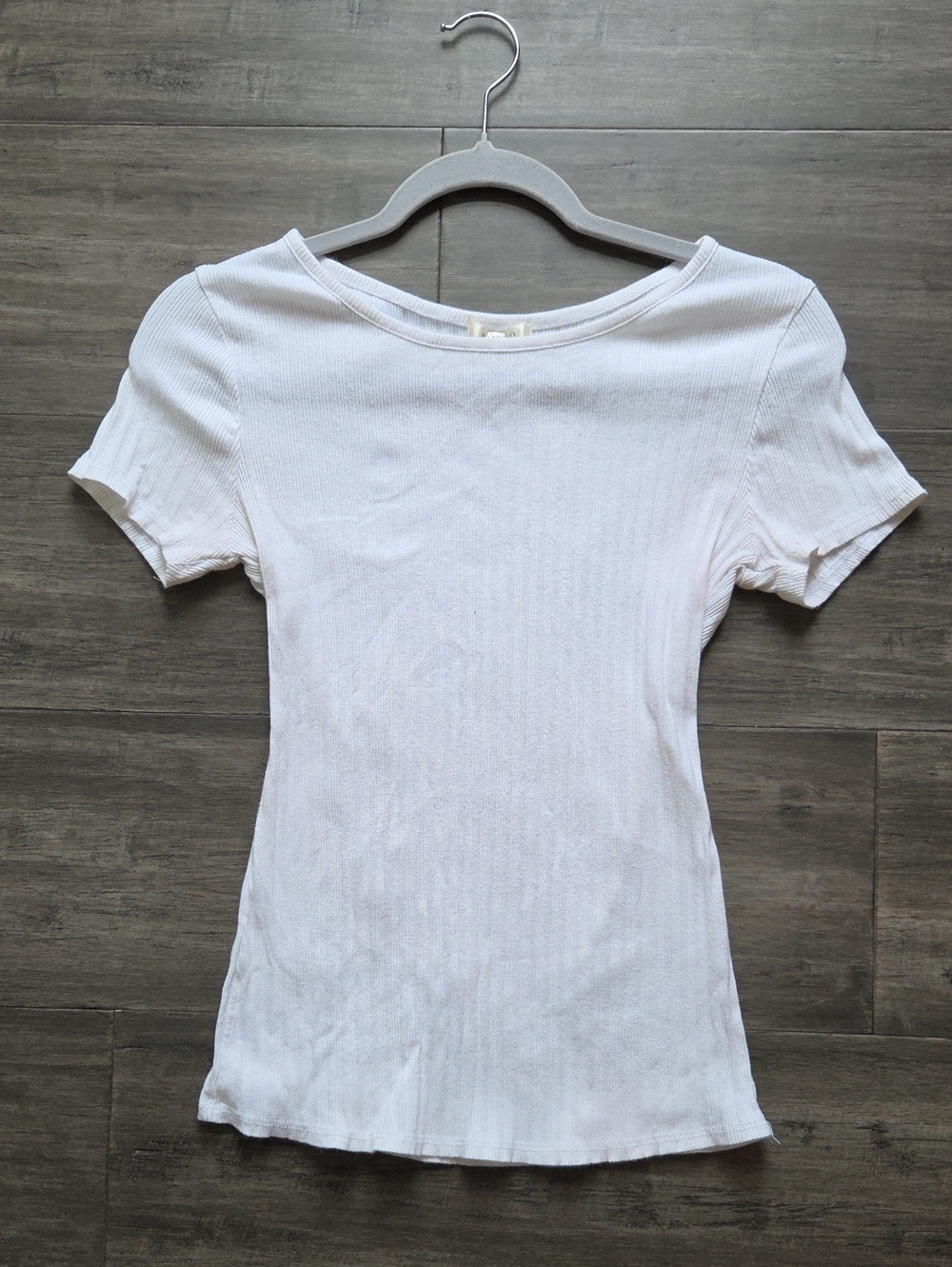 Bozzolo White Ribbed Short Sleeve Boatneck Tee